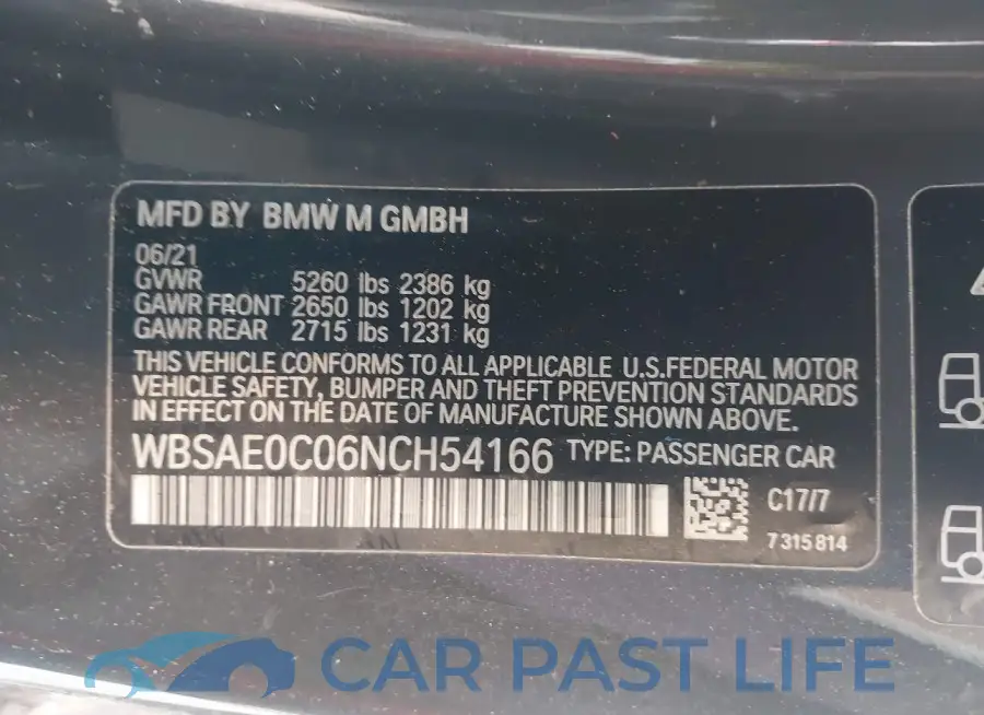 WBSAE0C06NCH54166# 9
