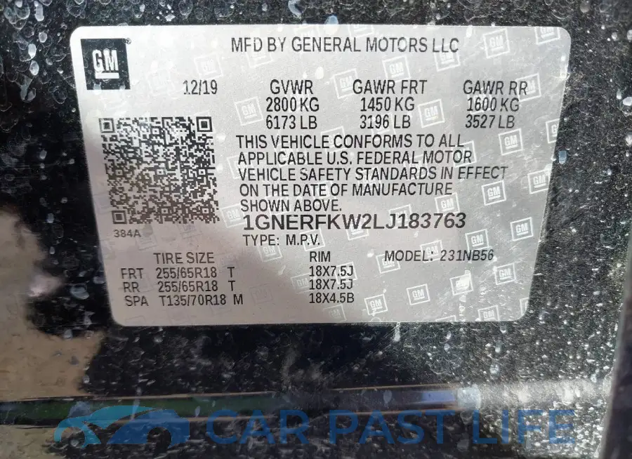 1GNERFKW2LJ183763# 9