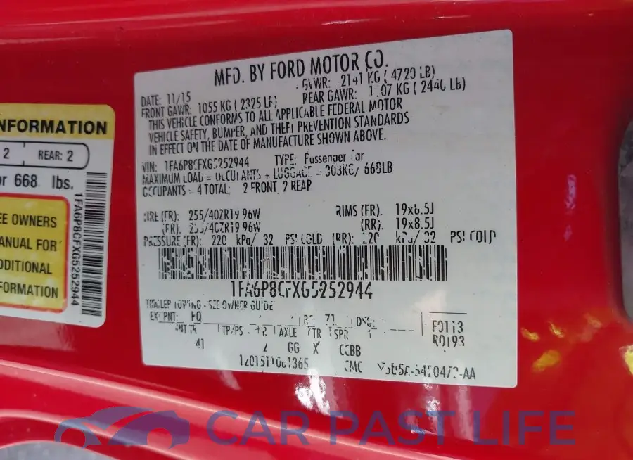 1FA6P8CFXG5252944# 9