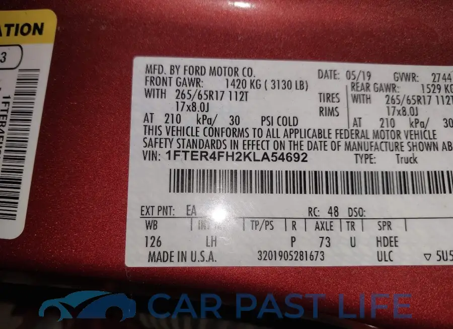 1FTER4FH2KLA54692# 9