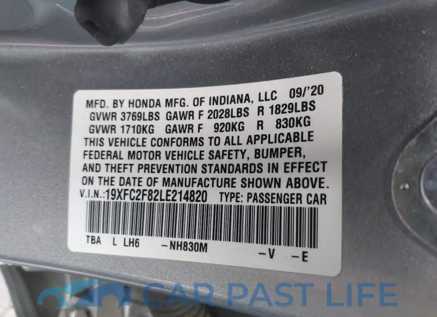 19XFC2F82LE214820# 9