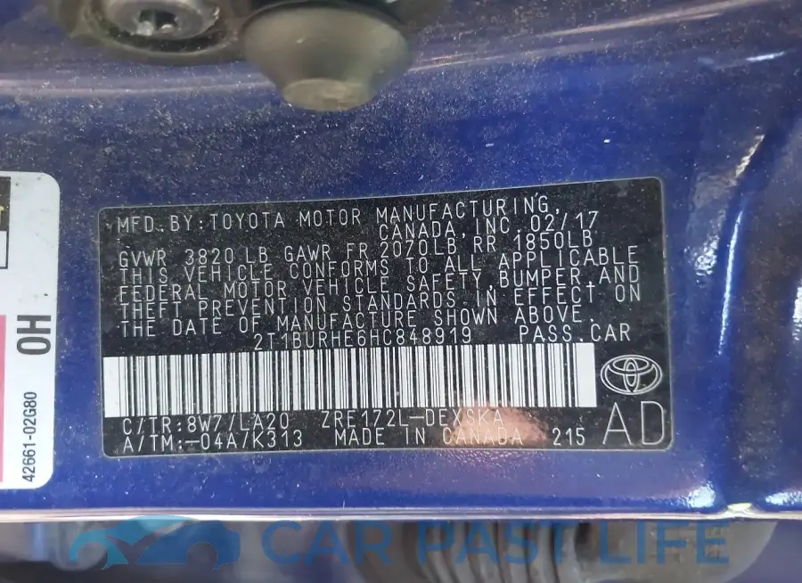 2T1BURHE6HC848919# 9
