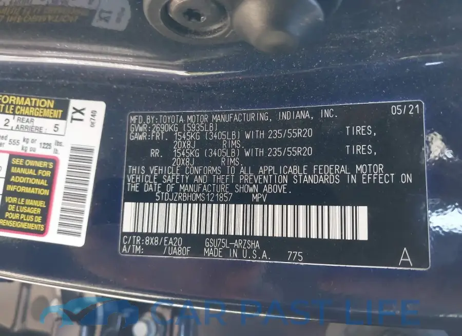 5TDJZRBH0MS121857# 9