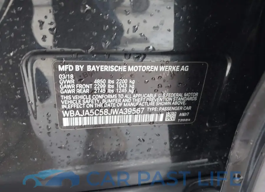 WBAJA5C58JWA39567# 9
