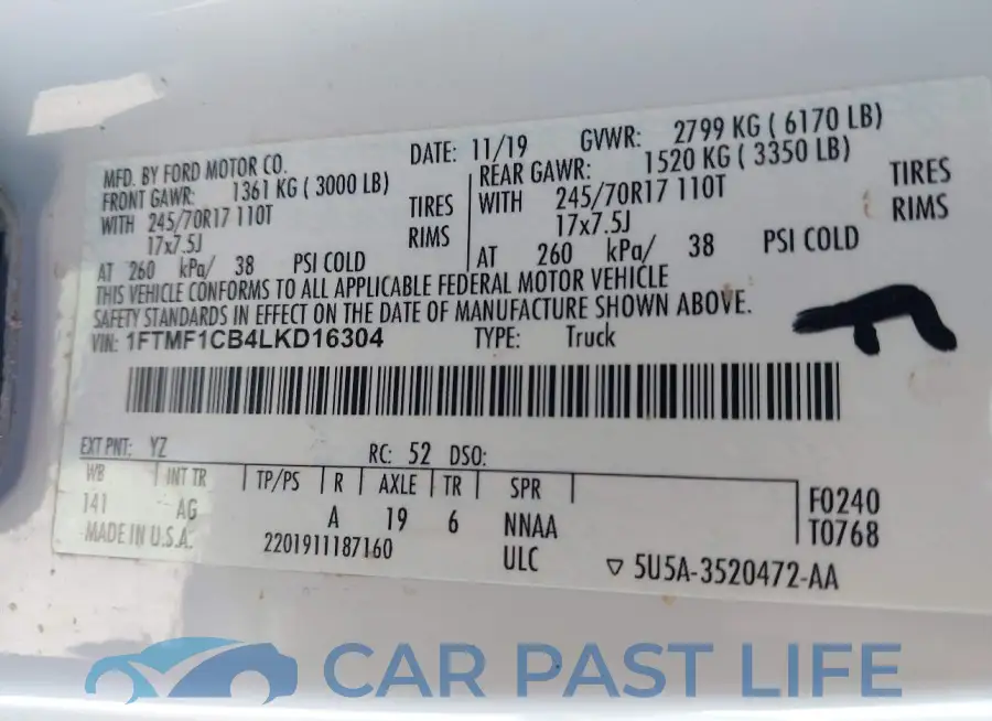 1FTMF1CB4LKD16304# 8