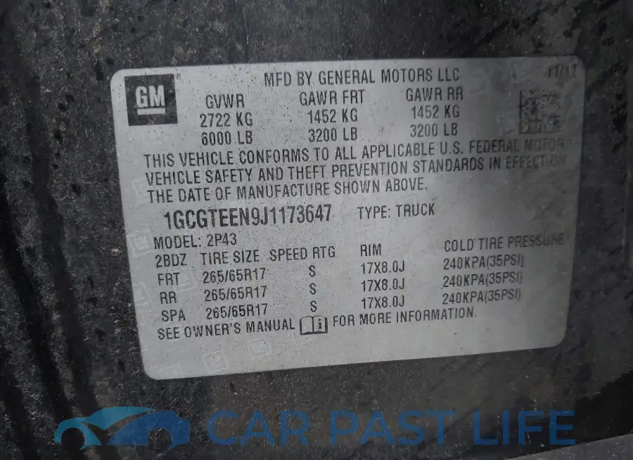 1GCGTEEN9J1173647# 9