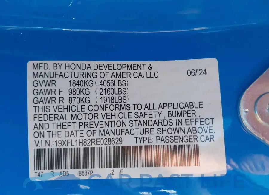 19XFL1H82RE028629# 9