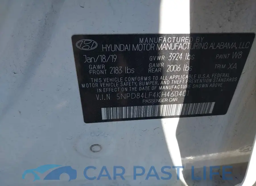 5NPD84LF4KH460401# 9
