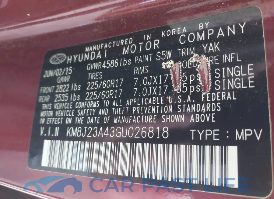 KM8J23A43GU026818# 9