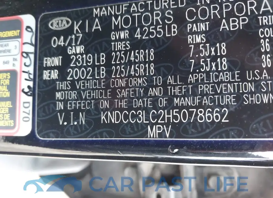 KNDCC3LC2H5078662# 9