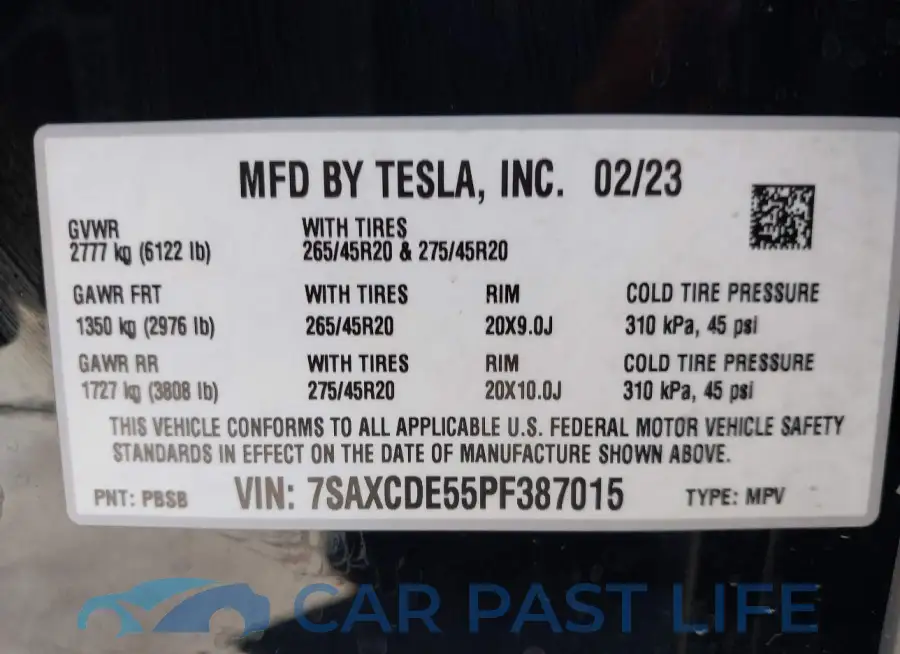 7SAXCDE55PF387015# 9