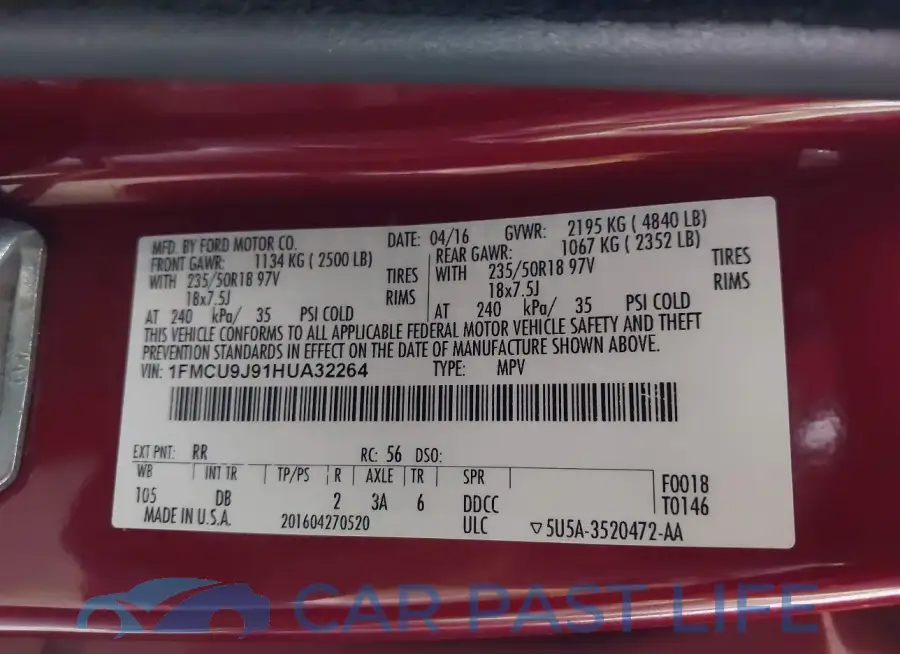 1FMCU9J91HUA32264# 9