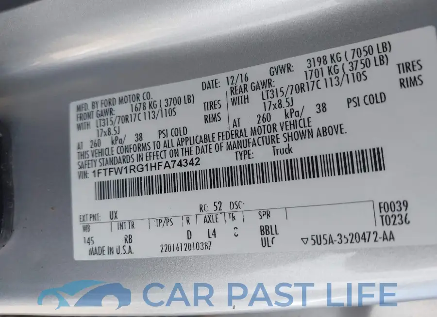 1FTFW1RG1HFA74342# 9