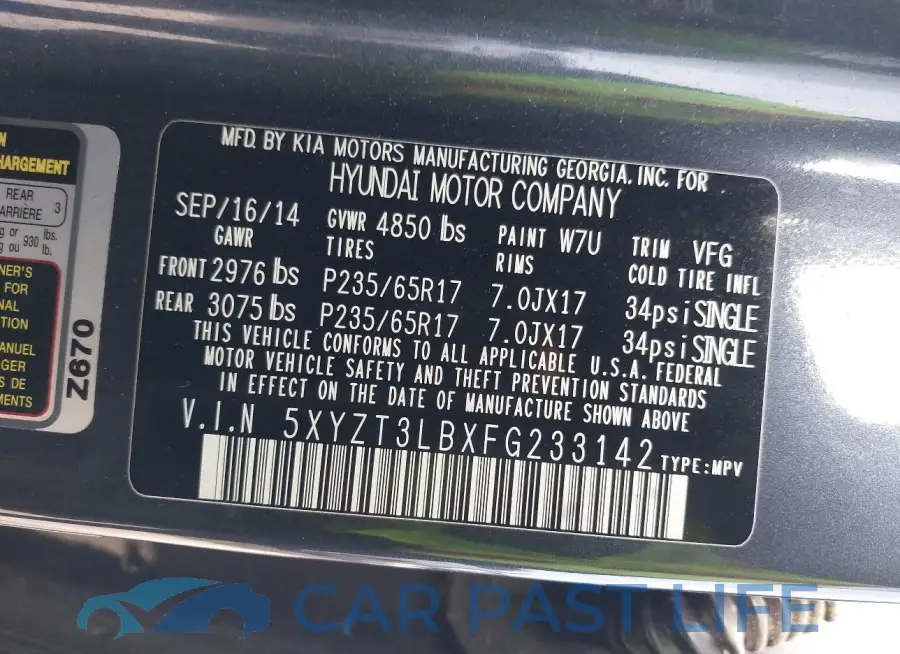 5XYZT3LBXFG233142# 9