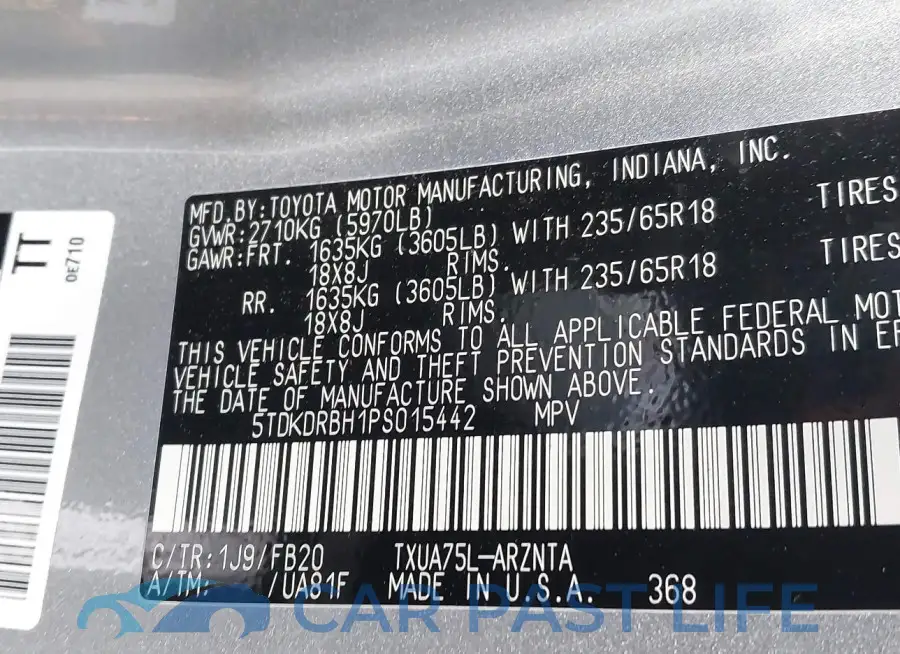 5TDKDRBH1PS015442# 9