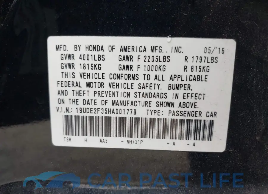 19UDE2F35HA001779# 9