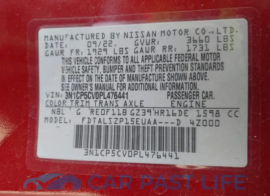 3N1CP5CV0PL476441# 9