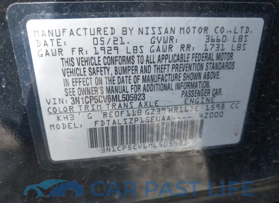 3N1CP5CV6ML505923# 9