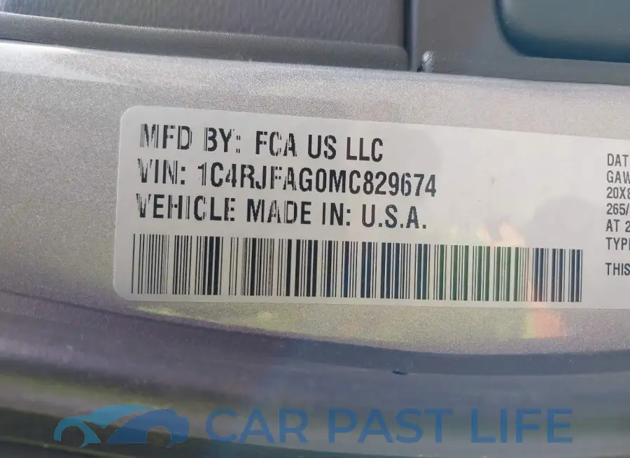 1C4RJFAG0MC829674# 9