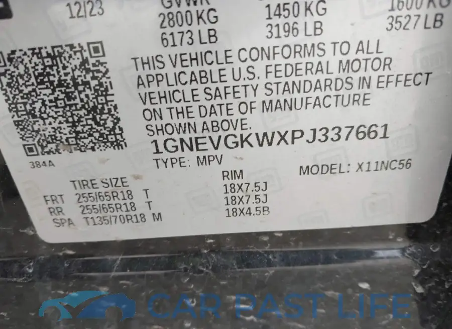 1GNEVGKWXPJ337661# 9