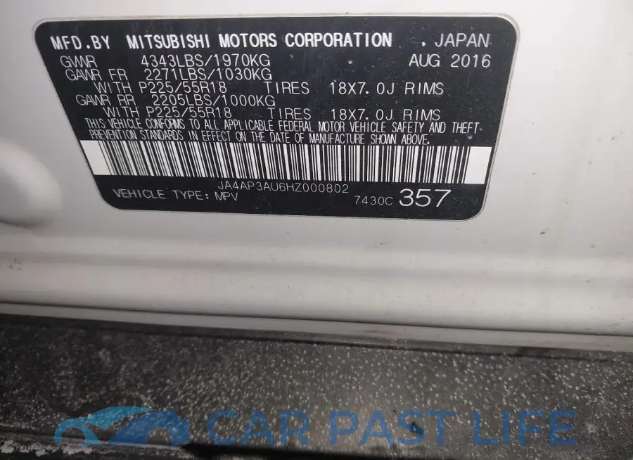 JA4AP3AU6HZ000802# 9