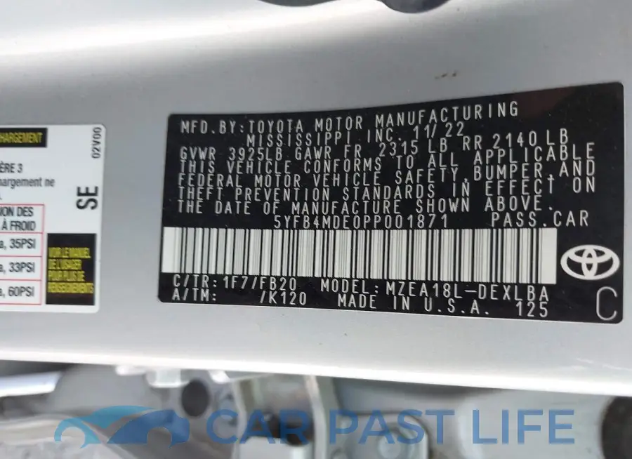 5YFB4MDE0PP001871# 9