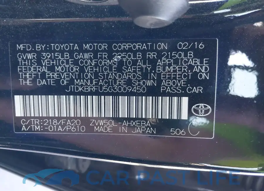 JTDKBRFU5G3009450# 9