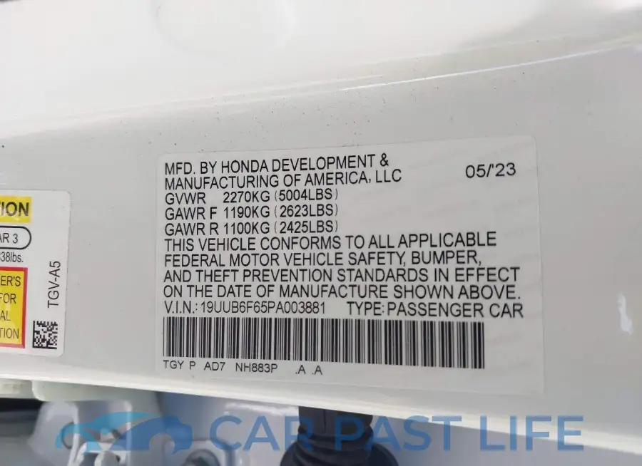 19UUB6F65PA003881# 9
