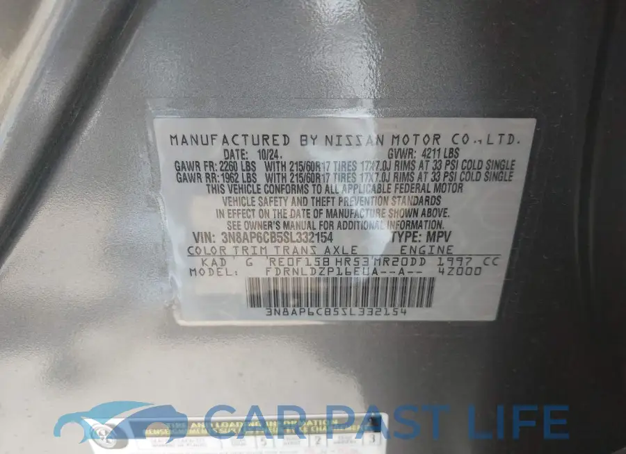 3N8AP6CB5SL332154# 9