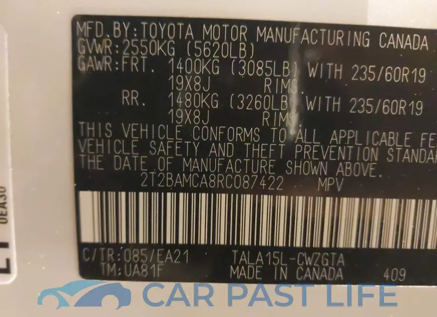 2T2BAMCA8RC087422# 9
