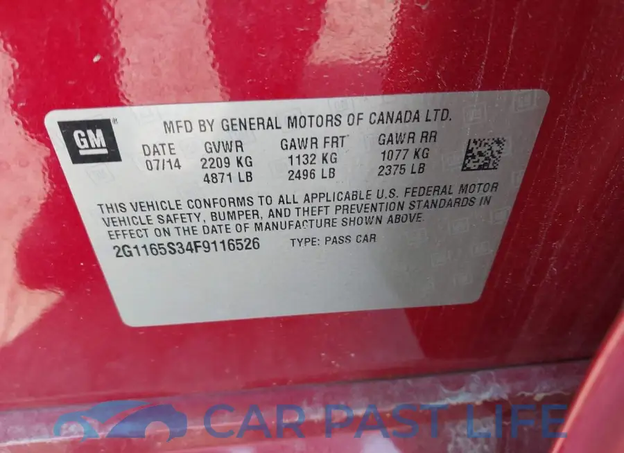 2G1165S34F9116526# 9