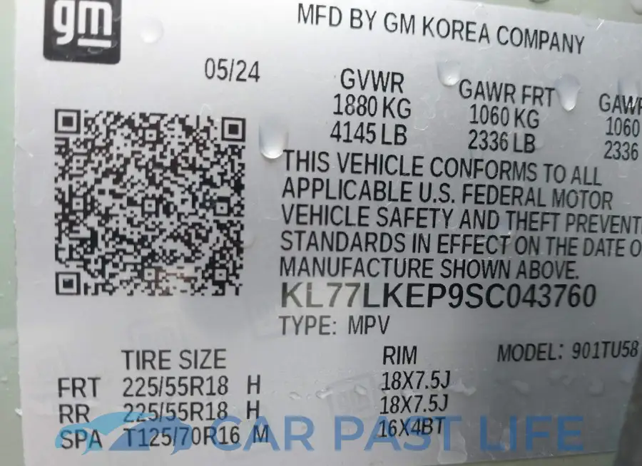 KL77LKEP9SC043760# 9