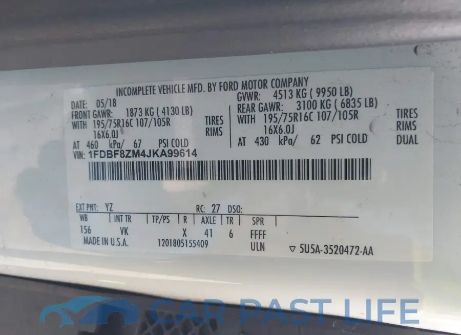 1FDBF8ZM4JKA99614# 9