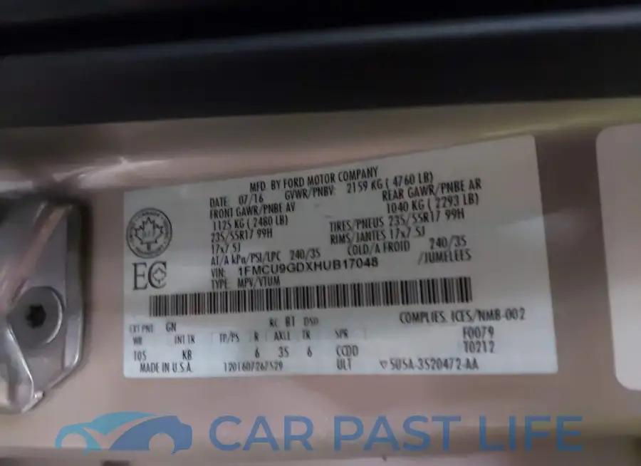 1FMCU9GDXHUB17048# 9