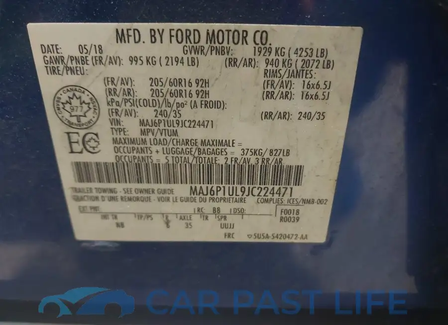MAJ6P1UL9JC224471# 9