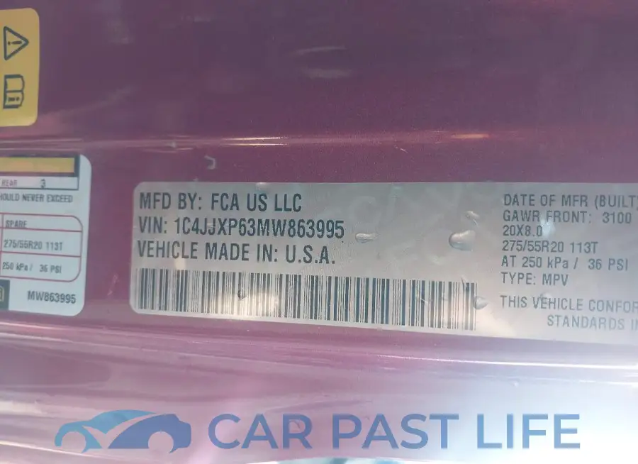 1C4JJXP63MW863995# 9