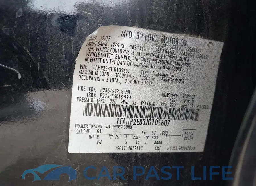 1FAHP2E83JG105607# 9