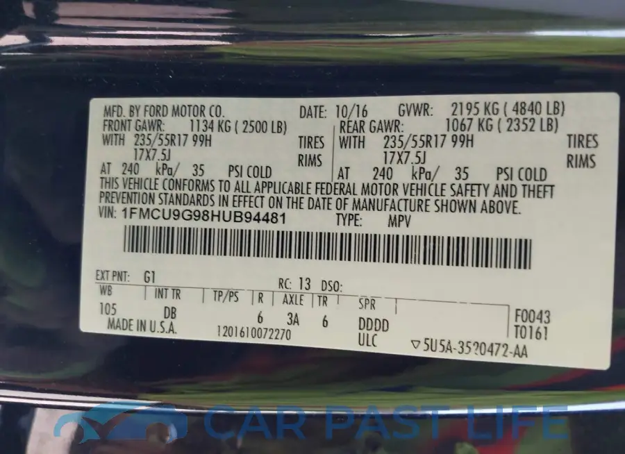 1FMCU9G98HUB94481# 9
