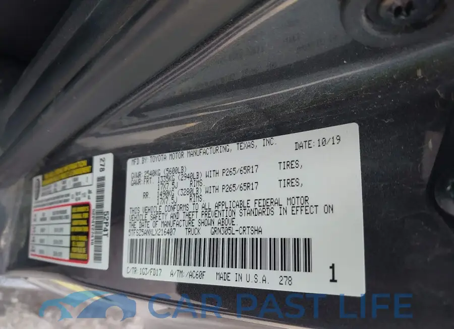 5TFSZ5ANXLX216407# 9