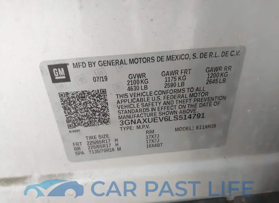 3GNAXUEV6LS514791# 9
