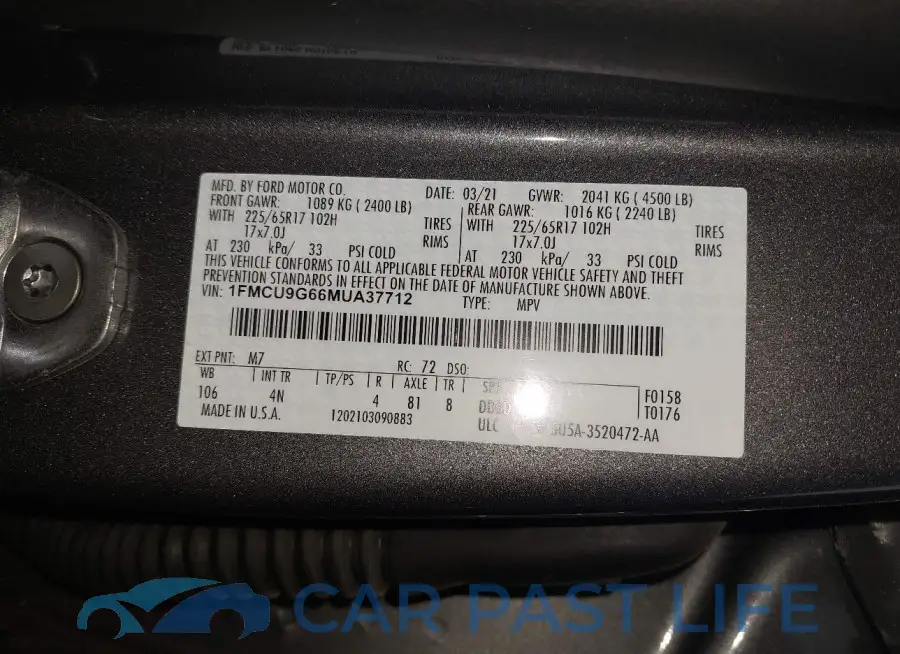 1FMCU9G66MUA37712# 9