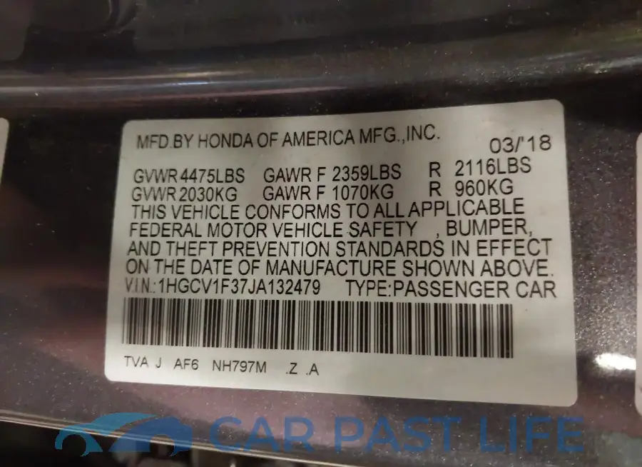 1HGCV1F37JA132479# 9