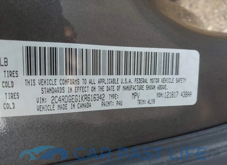 2C4RDGEG1KR616342# 9