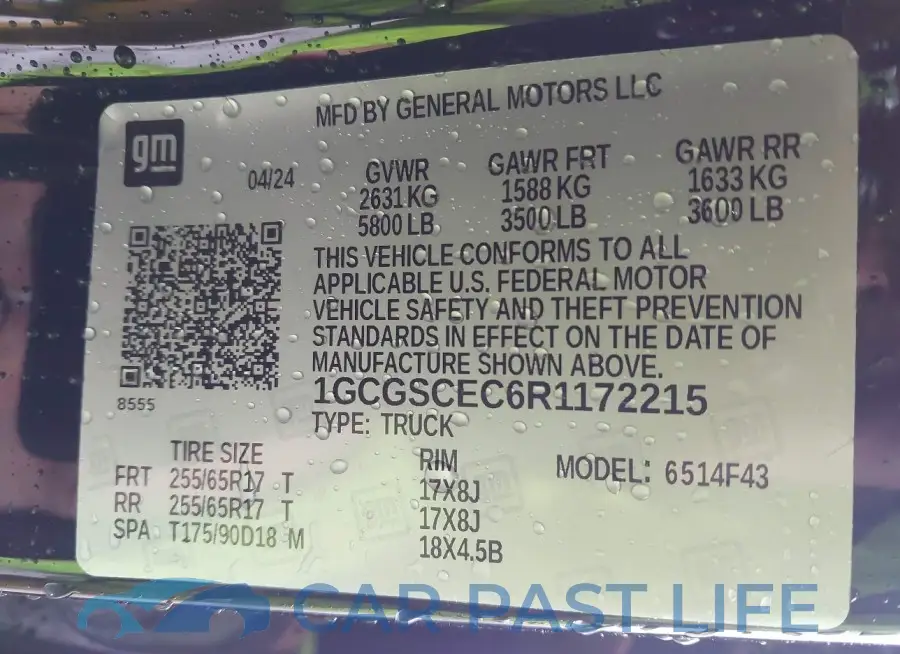 1GCGSCEC6R1172215# 9