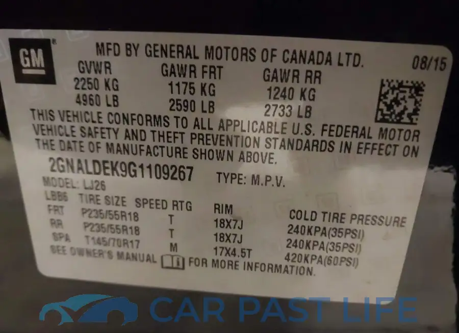 2GNALDEK9G1109267# 9