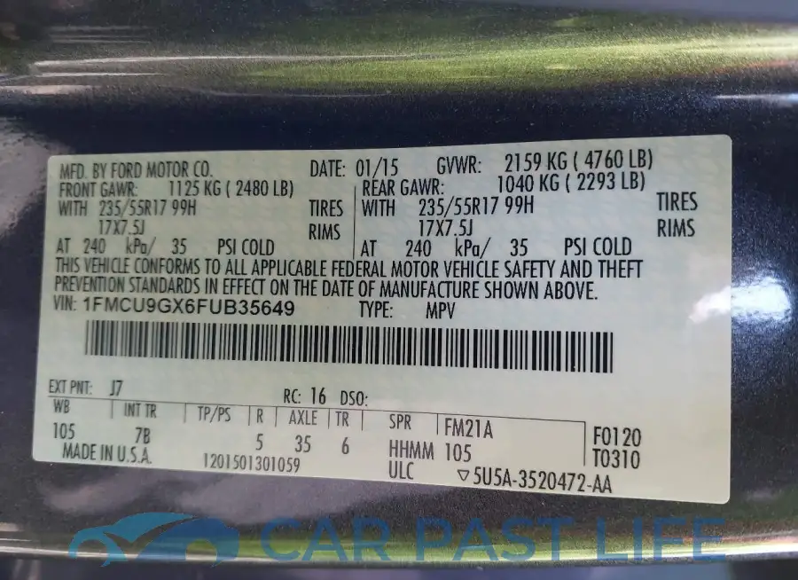1FMCU9GX6FUB35649# 9