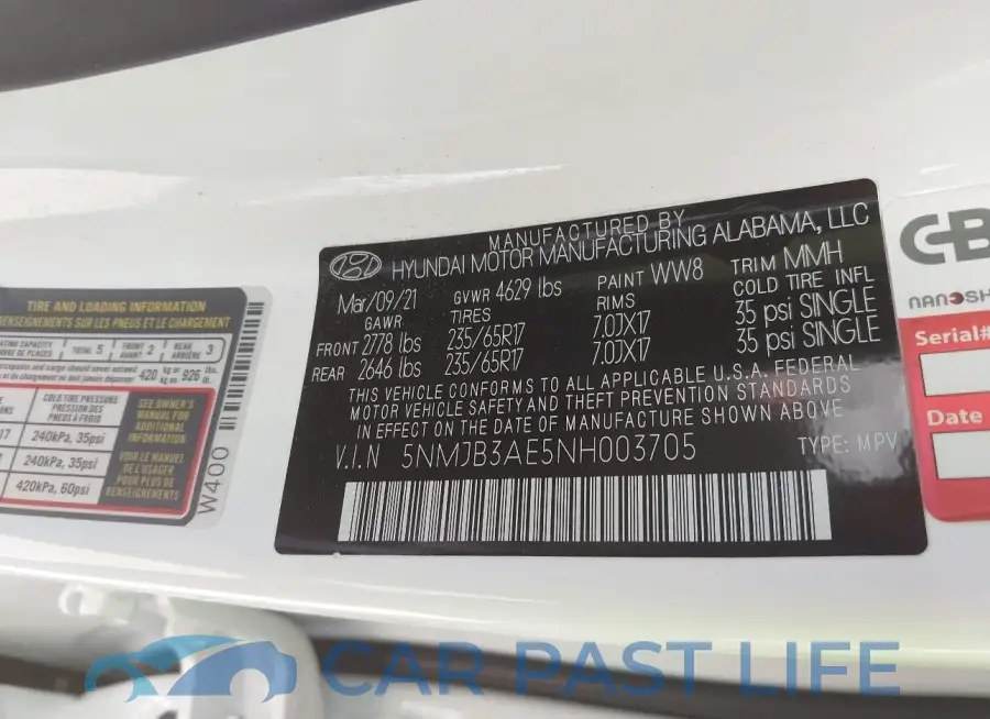 5NMJB3AE5NH003705# 9