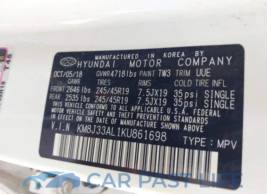 KM8J33AL1KU861698# 9