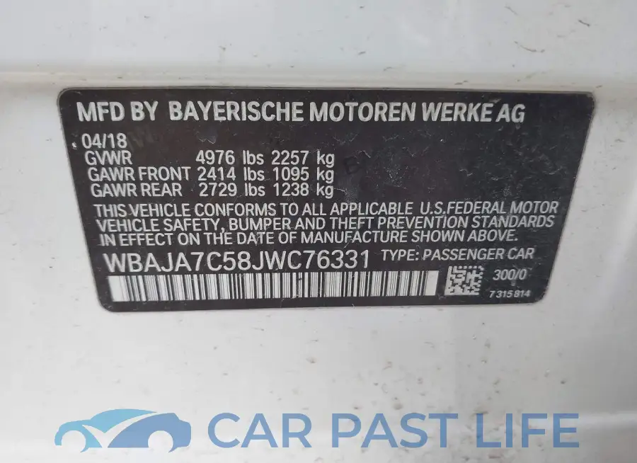 WBAJA7C58JWC76331# 9