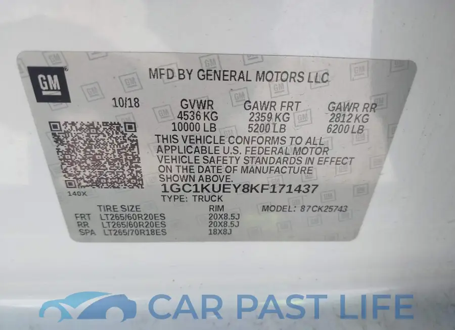 1GC1KUEY8KF171437# 9